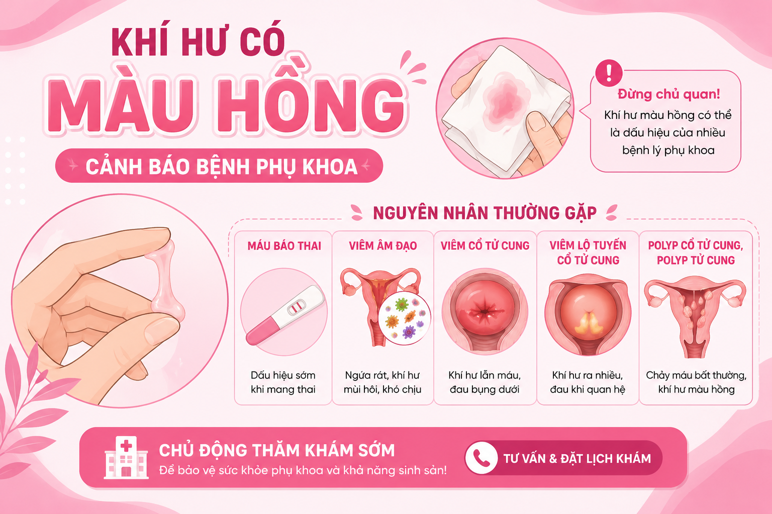 Nguyên nhân khí hư có màu hồng và cách điều trị