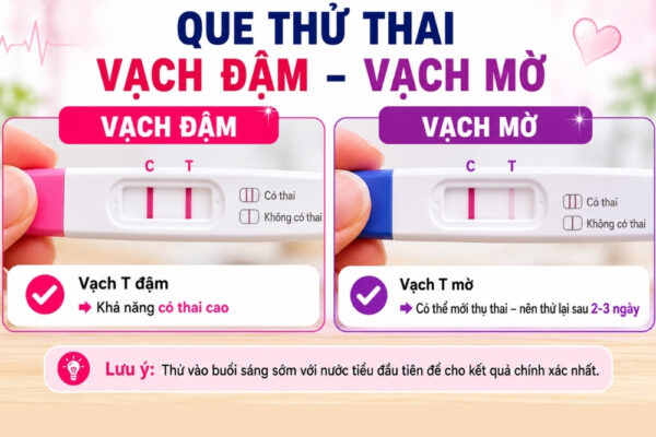 Que thử vạch đậm vạch mờ có thai không?